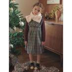 ショッピングサマンサ ワンピース ヨークフリルチェックジャンバースカート キッズ 子供服
