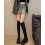 ショッピングニーハイ ブーツ 「2WAY・美脚」トラックソールスエードニーハイブーツ レディース