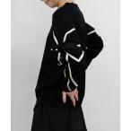 ショッピングリボン トレーナー スウェット スリーブリボンステッチプルオーバー レディース