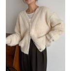 カーディガン ニュアンスボタンレイヤード風カーディガン レディース