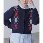 ショッピングアーガイル ニット セーター ダブルジャガードアーガイルニットカーディガン レディース