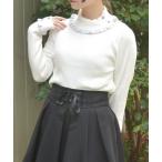 ニット セーター バイカラーフリルローズニット レディース