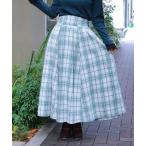 ショッピング柄 スカート 起毛チェック柄ロングスカート