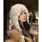 ニット帽 ニットキャップ Nia(ニア)/ニットフリンジファーキャップ レディース