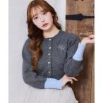 ショッピングトップス カーディガン 刺しゅう入り袖配色カーディガン レディース