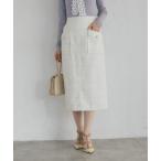 ショッピングスパンコール スカート フラワービジュー釦ポケット付きスパンコールツイードタイトスカート