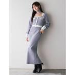 ショッピングニットワンピース ワンピース バイカラーニットワンピース