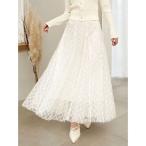 スカート スパンコールチュールチェックスカート