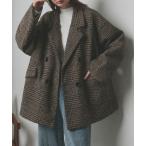 ジャケット テーラードジャケット オーバーサイズ チェック テーラードジャケットコート レディース