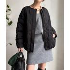 コート アウター ストレッチタフタ袖リブショートダウン レディース