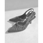 パンプス タックデザインミュールパンプス