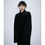 tシャツ スタンドネックベロアトップス レディース