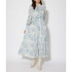 ワンピース ラインフラワーボウタイワンピース 秋服 冬服