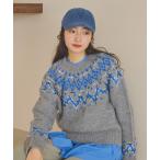 ニット セーター アンゴラMIXノルディックプルオーバー レディース