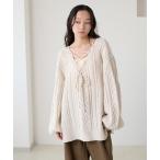 ショッピングレース ニット セーター 「apres jour clair」２WAYレースアップケーブルニット レディース