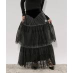スカート lace tiered velour skirt  レースベロアスカート
