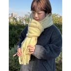 ストール マフラー ふわもこマフラー太フリンジネップ無地 レディース