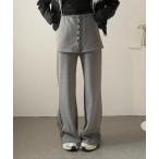 パンツ ２点セット　裏起毛パンツ×レイヤードスカート レディース