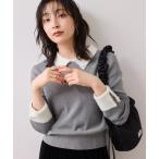 ショッピングトップス ニット セーター ビジュー付きシャギーカラーニットトップス レディース