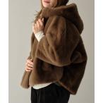 コート アウター ドルマンソフトファーフードJK レディース