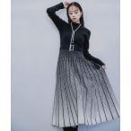 ワンピース グラデプリーツニットワンピース(HARE)