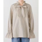ショッピングブラウス ブラウス シャツ コットンチェックフリルブラウス レディース