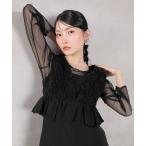 ドレス チュールフリルペプラム Iラインワンピースドレス シアートップス 2点セット パーティー ドレス 結婚式 お呼ばれ オケージョンドレス