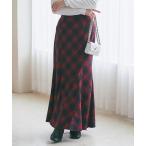 ショッピングレース スカート 「美シルエット」バックレースアップチェックスカート
