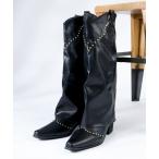 ショッピングロングブーツ ブーツ スタッズ ウエスタン カバーロングブーツ レディース