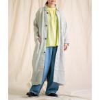 ステンカラーコート コート 「Brocante / ブロカント」 リネン先染ガーゼ（ストライプ) ジャルダンコート レディース