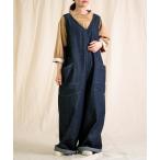サロペット オーバーオール 「Brocante / ブロカント」 ムラ糸10ozデニム デフォルメサロペット レディース