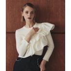 ショッピングフリル アシンメトリーフリルトップス レディース