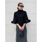 ショッピングポンチョ ニット セーター フォックスファーケーブルポンチョニット レディース