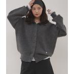 カーディガン stand neck fabric-covered button knit cardigan / クルミボタンスタンドネックカーディガン
