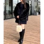 ジャケット ノーカラージャケット ノーカラーファージャケット レディース