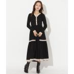 ショッピングマキシ ワンピース ラメ入り配色ドッキングワンピース