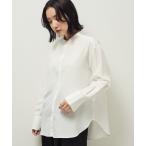 ブラウス シャツ ホワイトインナーバンドカラーシャツ レディース