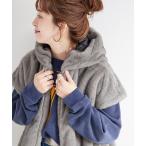 ショッピングファー ブルゾン アウター 「追加」「WEB限定」手洗い可 / フード付きミンク調ファーベスト レディース