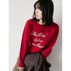  вязаный свитер [Hug knit] Logo тянуть over женский 