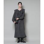 ショッピングnano ワンピース 取り外し可能ラッフルカラー付きピーチフレアワンピース