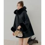 ショッピングケープ コート アウター 「WEB限定」ビジュー付きファー衿ケープコート レディース