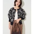 カーディガン 限定展開　ニュアンス ボタニカル ジャガード 2WAY ニット レディース