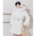 ダウンコート ダウンジャケット ウエストベルト付き中綿コート レディース