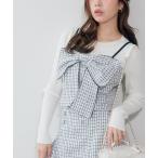 ショッピングリボン ニット セーター リボンビスチェとリブニットセット レディース