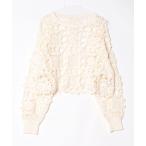 「acro」 長袖ニット フリ- ホワイト レディース