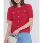 「Pierrot」 ニットカーディガン M レッド レディース