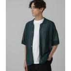 [NANO universe] короткий рукав вязаный L зеленый мужской 