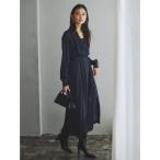 ショッピングサテン ワンピース サテンオープンカラーフレアワンピース