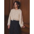 ジャケット テーラードジャケット ファンシーフェザーコンパクトカーデジャケット レディース