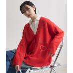 ショッピング刺繍 カーディガン ROSIEE レタリング刺繍ニットカーディガン レディース